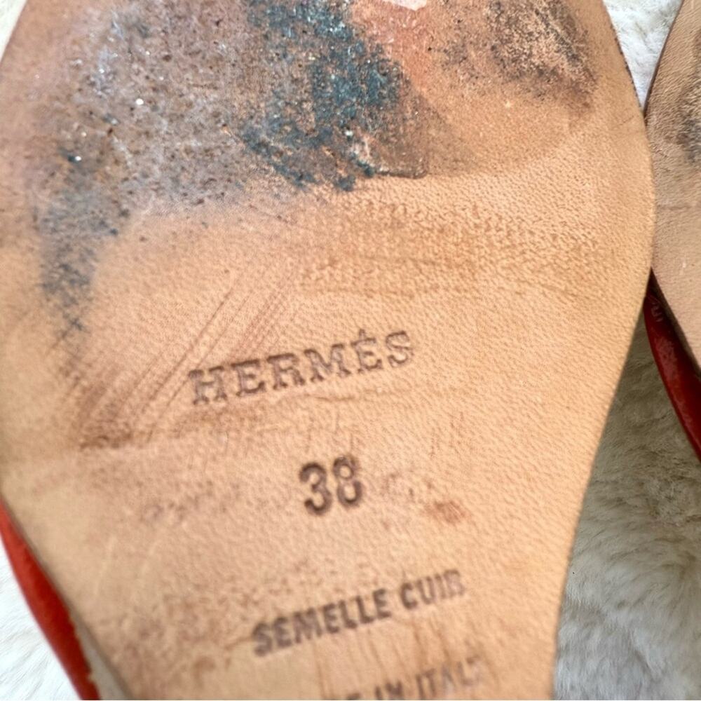 HERMES women patent leather platform sandals size 38 EU Authentic Retail 1100$ - Picture 9 of 10